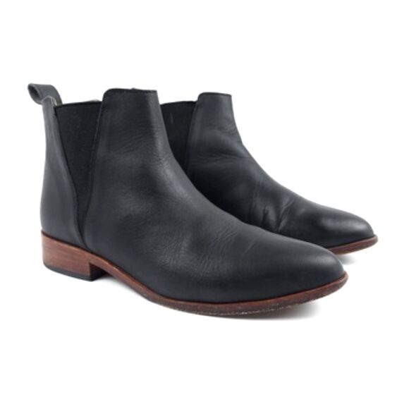 NISOLO Eva Everyday Chelsea Boot Black Leather Ankle Old Money Quiet Luxury 7.5 - Picture 1 of 9